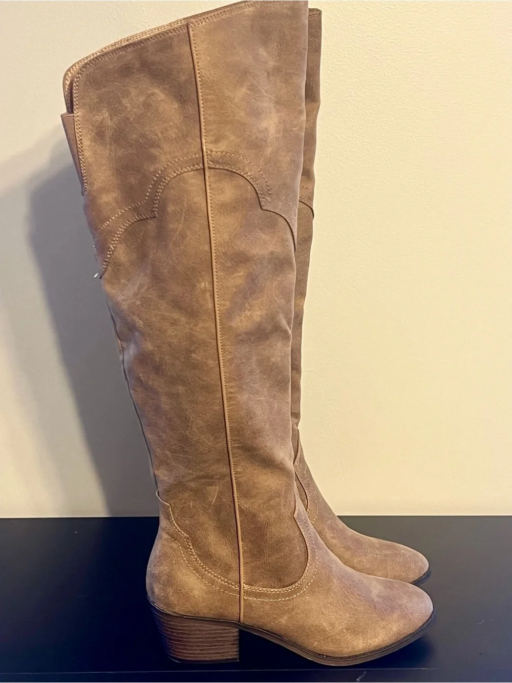 New Fergalicious Over The Knee Side Zip Western Style Boots Size 8M